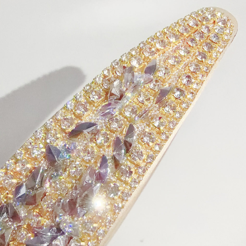 Luxury Handmade Rhinestone Headband - 4cm Wide Padded Hairband - Gold & AB Color