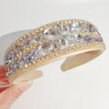 Luxury Handmade Rhinestone Headband - 4cm Wide Padded Hairband - Gold & AB Color